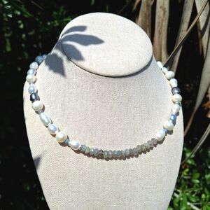 'Brizo' Freshwater Pearl, Aquamarine, Labradorite Necklace